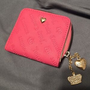 Juicy Couture Vibrant Pink Wallet with Gold Heart Charm